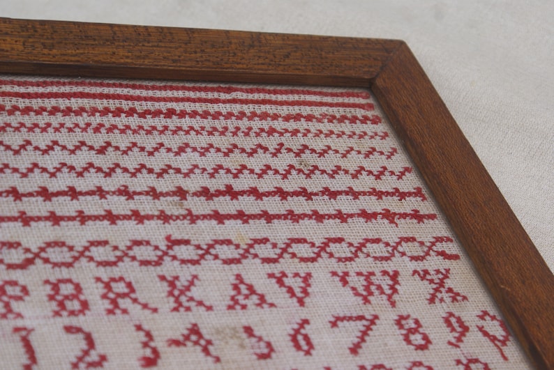 Antique Framed, Authentic Alphabet Sampler, Dutch, 1917, Redwork. - Etsy