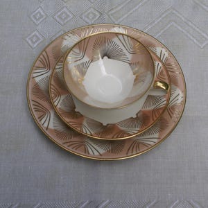 Vintage Bavaria Elfenbein porzellan petit dejeuner, breakfast set, cup and plate