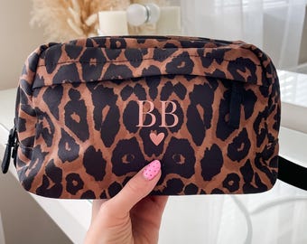 Personalised Leopard Print Crossbody Bag: Custom Name Bum Bag, Gift for Her