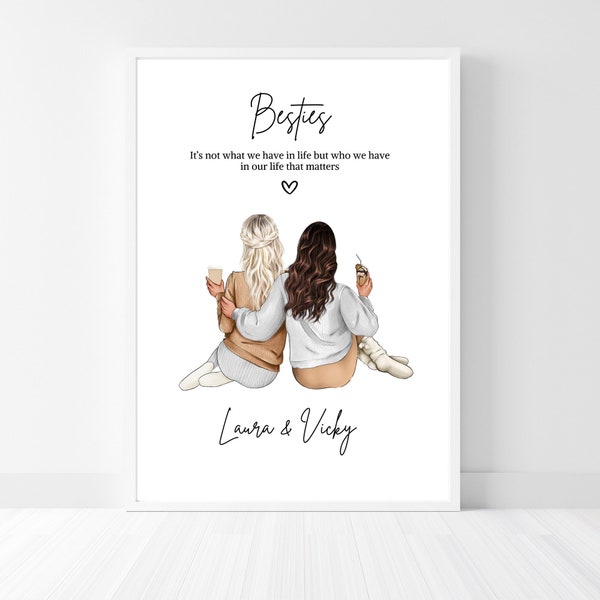 Personalised Best Friend Print, Best Friend Gift, Friendship Gift, Keepsake, Birthday Bestie Gifts, Birthday Gift for Her, Besties Print