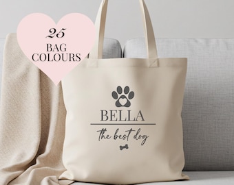 Personalised Dog Name Tote Bag: Custom Pet Gift
