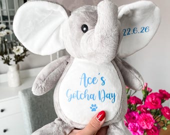 Personalised Dog Gotcha Day Plush Toy: Custom Dog Adoption Gift, New Puppy