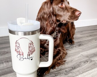 Dog Ear Tumbler, Dog Mum Tumbler, Dog Tumbler, Dog 40oz Tumbler, Personalised Tumbler, Dog Owner Gift, Dog Mum Cup, Dog Breed Tumbler