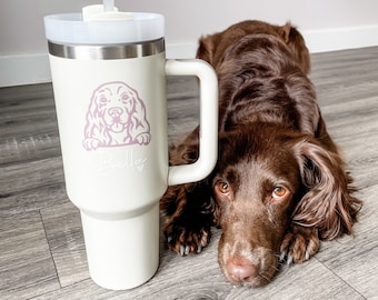 Dog Face Tumbler, Dog Mum Tumbler, Dog Tumbler, Dog 40oz Tumbler, Personalised Tumbler, Dog Owner Gift, Dog Mum Cup, Dog Breed Tumbler