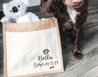 Dog Travel Bag, New Puppy Gift, Dog Gift, Personalised Dog Bag, Dog Stuff Tote Bag, Dog Jute Bag, Dog Mum Gift, Pet Bag, Dog Bag