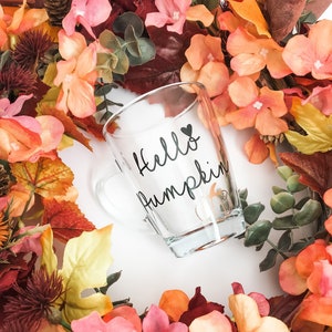 Hello Pumpkin Mug, Hello Autumn, Pumpkin Glass Mug, Autumn Mug, Hello Pumpkin, Halloween Mug, Pumpkin Mug, Fall Coffee Mug