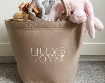Personalised Dog Toy Basket: Custom Pet Storage Box, New Puppy Gift