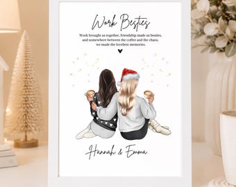 Personalised Work Besties Print: Christmas Gift for Work Bestie, Festive Keepsake