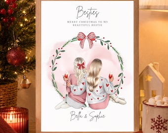 Personalised Christmas Bestie Print: Friendship Gift for Her, Friend Christmas Present