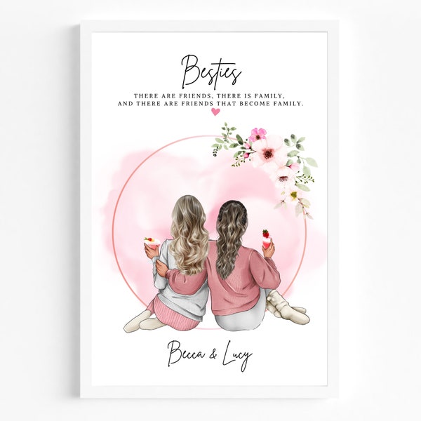 Personalised Best Friend Print, Best Friend Gift, Friendship Gift, Keepsake, Birthday Bestie Gifts, Birthday Gift for Her, Besties Print