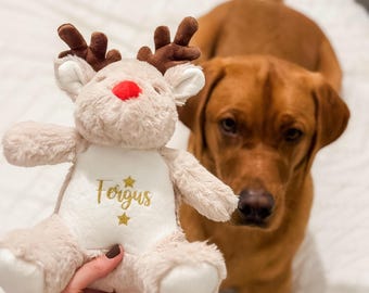 Personalised Christmas Reindeer Toy: Dog Christmas Gift