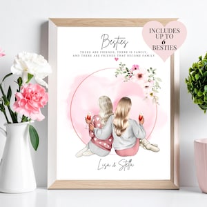 Personalised Besties Print - Custom Group Friendship Gift, Friend Birthday Gift