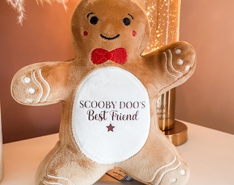 Personalised Gingerbread Man Toy: Custom Dog Name Christmas Gift, Dog Stocking Filler