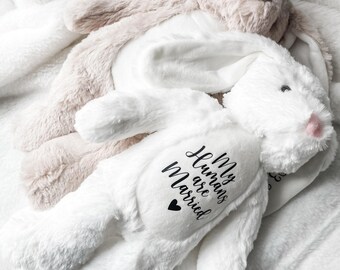 Personalised Dog Engagement Announcement Toy: Dog Wedding Gift, Proposal Prop Bunny Plush