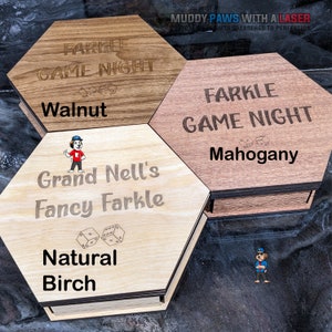 Farkle Classic Dice Game With Tray Wooden Farkle Dice Game Set - Includes Pearl Dice, Score Pad & Velvet Pouch (9.8 Inch Tray) Dice Tray