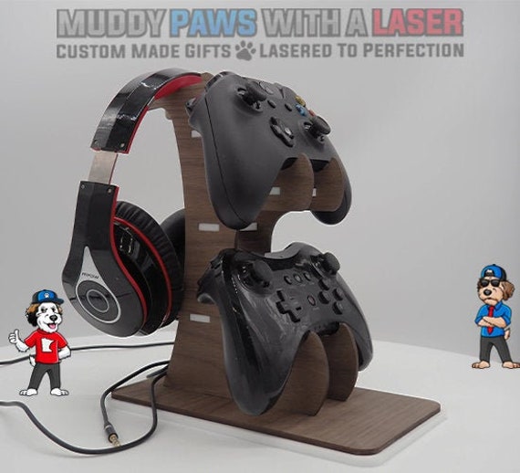 Double Video Game Controller Headset Stand Personalized Etsy