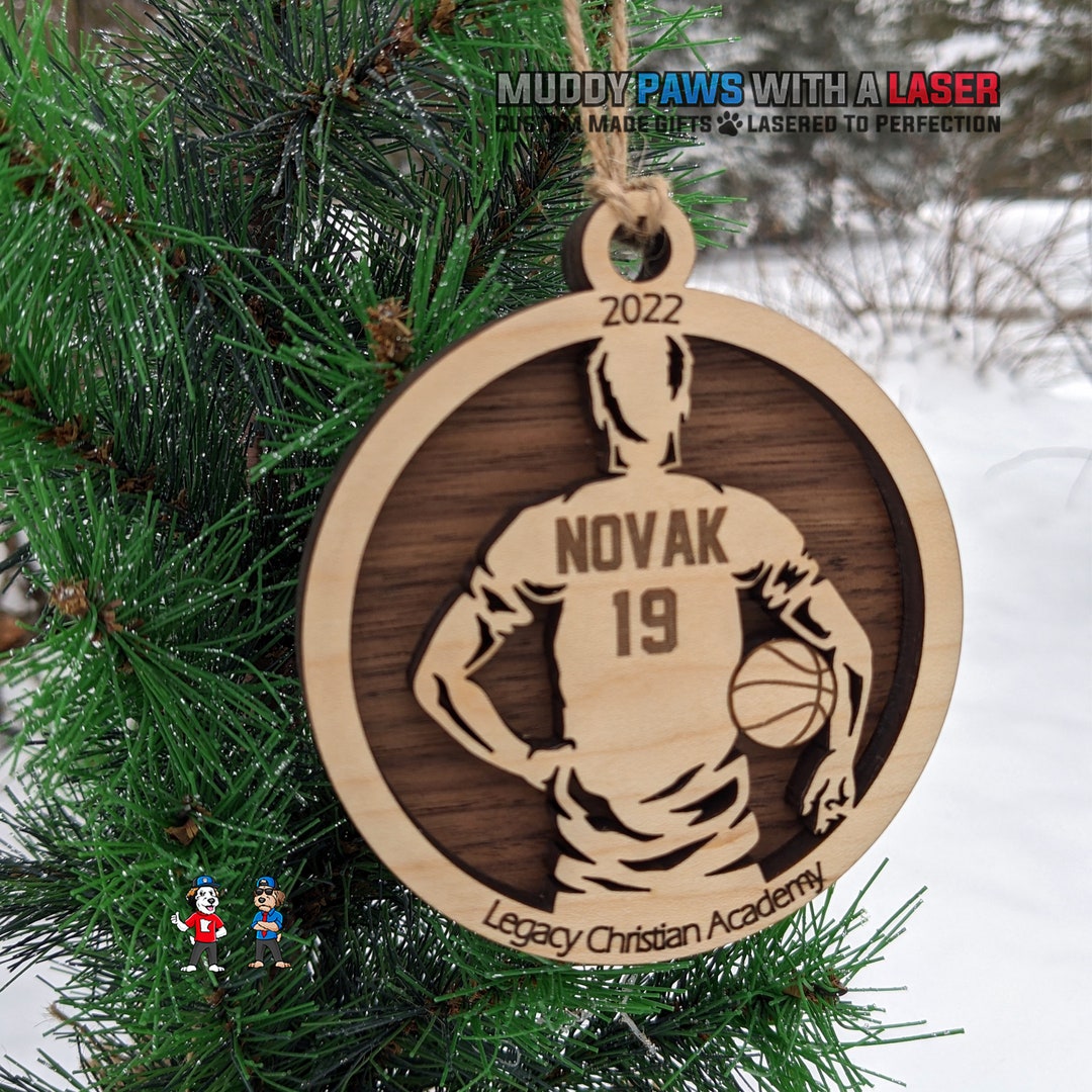 Personalized Wood Basketball Player Christmas Tree Ornament Junior High School College Female