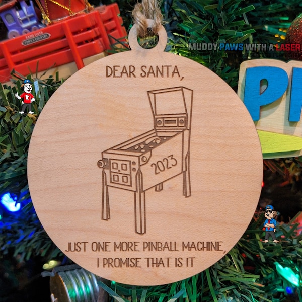 Pinball Machine Christmas Ornament! Xmas Tree Stocking Stuffer Gift - Tilt Magic Fingers - Dear Santa Just One More I Promise - Girls Play