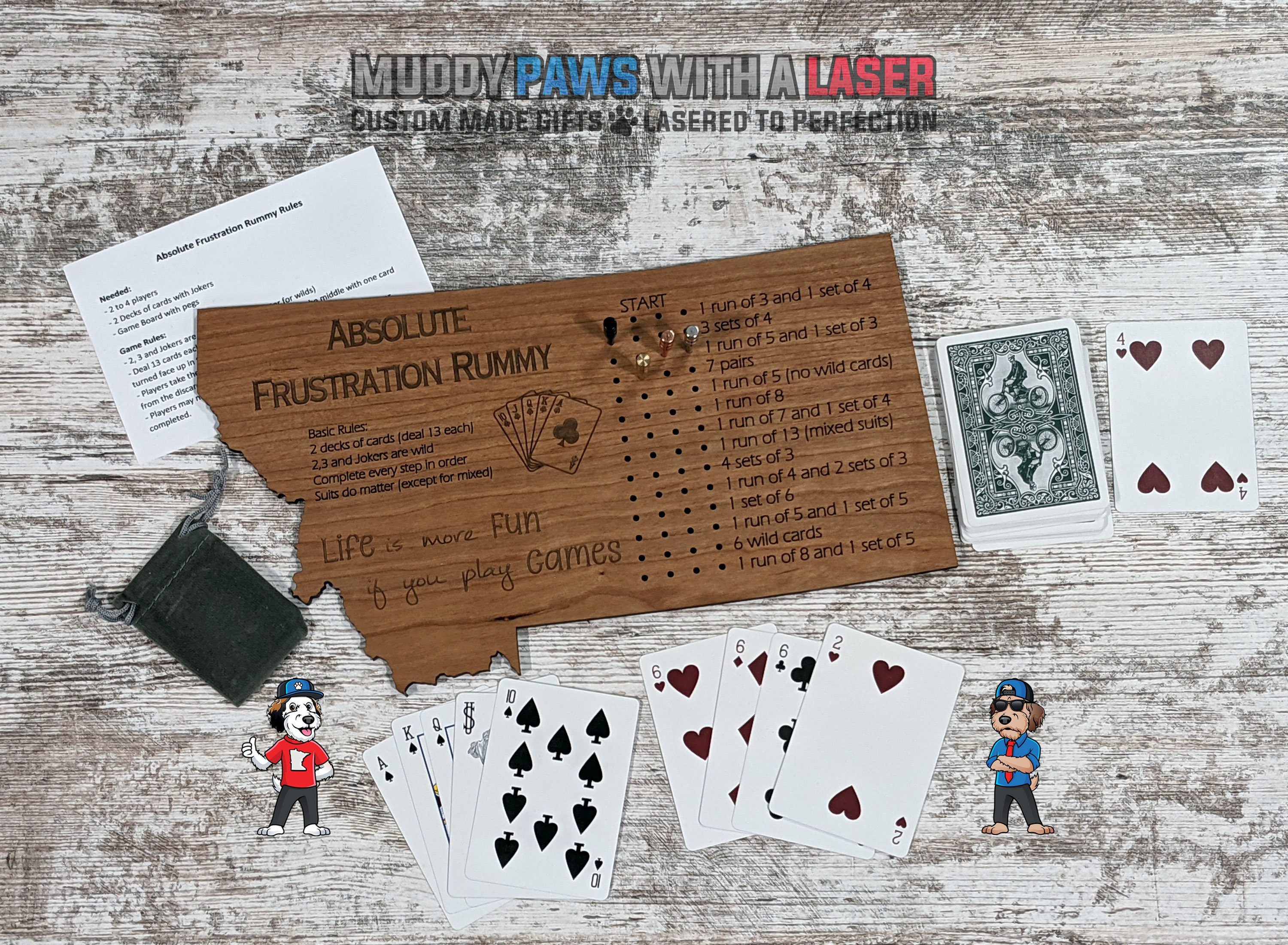 Montana Absolute Frustration Rummy 2 to 4 Player Card Game - Etsy