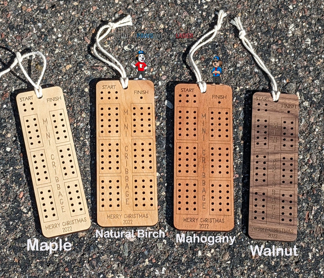 Personalized Mini Wood Cribbage Board With Pegs & Pouch - Handmade