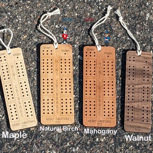 Personalized Mini Wood Cribbage Board with Pegs & Pouch - Handmade - Vintage - Heirloom - Christmas Gift - Travel Size Stocking Stuffer
