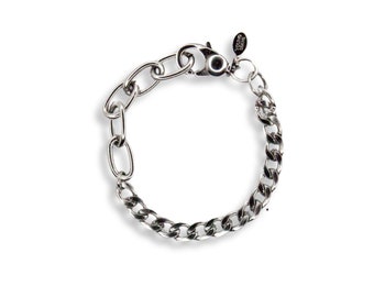 Mixed Chain Link Bracelet • Chubby Chain Bracelet • Chunky Chain Bracelet • Stainless Steel Bracelet Chain • Viv, #BV1111