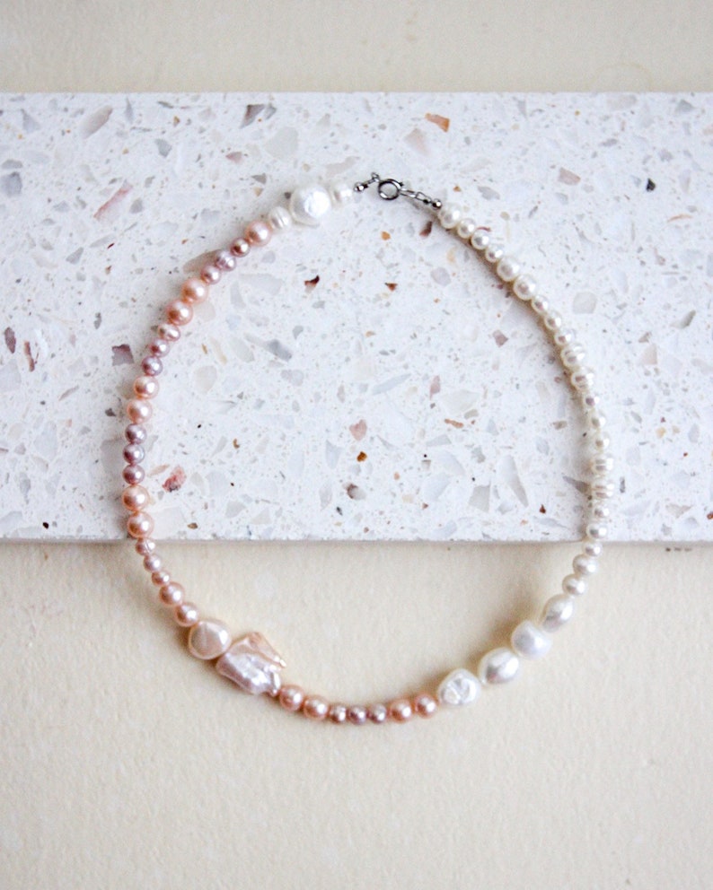 YOUNG DIANE Baroque Beaded Pearl Necklace \u2022 Mauve Pearl Necklace \u2022 Indie Pearls \u2022 Pink Pearl Necklace \u2022 Sugar Rush Choker