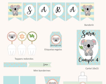 Koala Birthday Decorations, Koala Party Decorations, Koala Party Printable, Koala Party Theme, Koala Party Decorations Digital Bundle