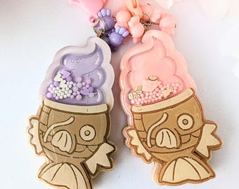 Resin Shaker Charm – Kawaii Anime inspired - Pastel Taiyaki Bag Accessory -Otaku Gift