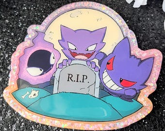 Ghost Type Handmade Hand-Painted Resin Trinket Tray – Spooky Jewelry Dish & Display Art