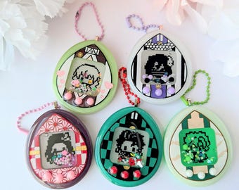 Glow in the Dark Faux Tamagotchi l Chibi Anime Characters l Handmade Resin Shaker Charms