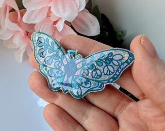 Handmade Resin Charm l Witchy Pastel Moth l Hand Painted | Accessory for Bags Keys