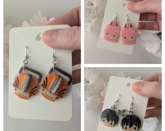 Customizable Handmade Dangle Earrings Clip On/Gauged Ear Options Anime Chibi
