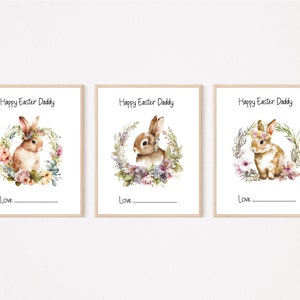 Vintage Easter Bunny Rabbit printable Keepsake Cards for Dads, Kids Easter Spring Poster Digital Picture Printable Easter Digital Download,