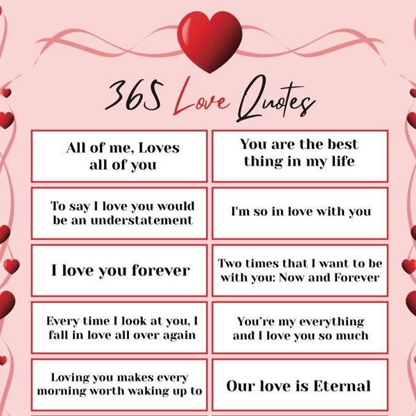 Valentines Day Gifts For Her Gift For Him 365 Love Note I Love You Digital Prints Romantic Gifts For Boyfriends Girlfriends Digital Download