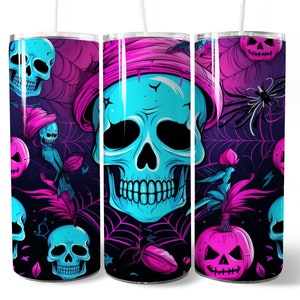 Halloween Tumbler Wrap Sublimation for 20oz Skinny Straight Tumbler Digital Download Halloween Design Digital Prints Spooky Season PNG