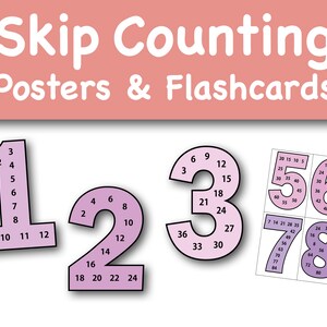 Multiplication Skip-counting Table Number Posters and Flash Cards Montessori Printable Boho Classroom Wall Decor, Counting Digital Download