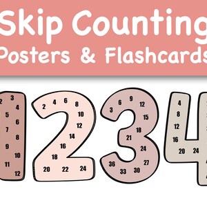 Digital Prints Skip Counting Multiplication Math Posters and Montessori Flashcards Classroom Decor Digital Download Printables
