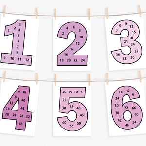 Montessori Digital Prints Skip Counting Multiplication Number Display Math Posters and Flashcards Classroom Decor Digital Download