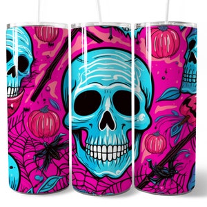 Halloween Tumbler Wrap Sublimation for 20oz Skinny Straight Tumbler, Digital Download Halloween Design Digital Prints Spooky Season PNG