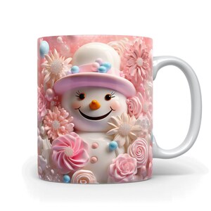 Christmas Mug Wrap for 11oz and 15oz Mug Sublimation Design Holiday Floral Snowman Mug Wrap PNG Digital Download Template Christmas Mug Wrap