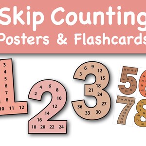 Skip Counting Multiplication Poster & Flashcards, Boho Classroom Decor ...