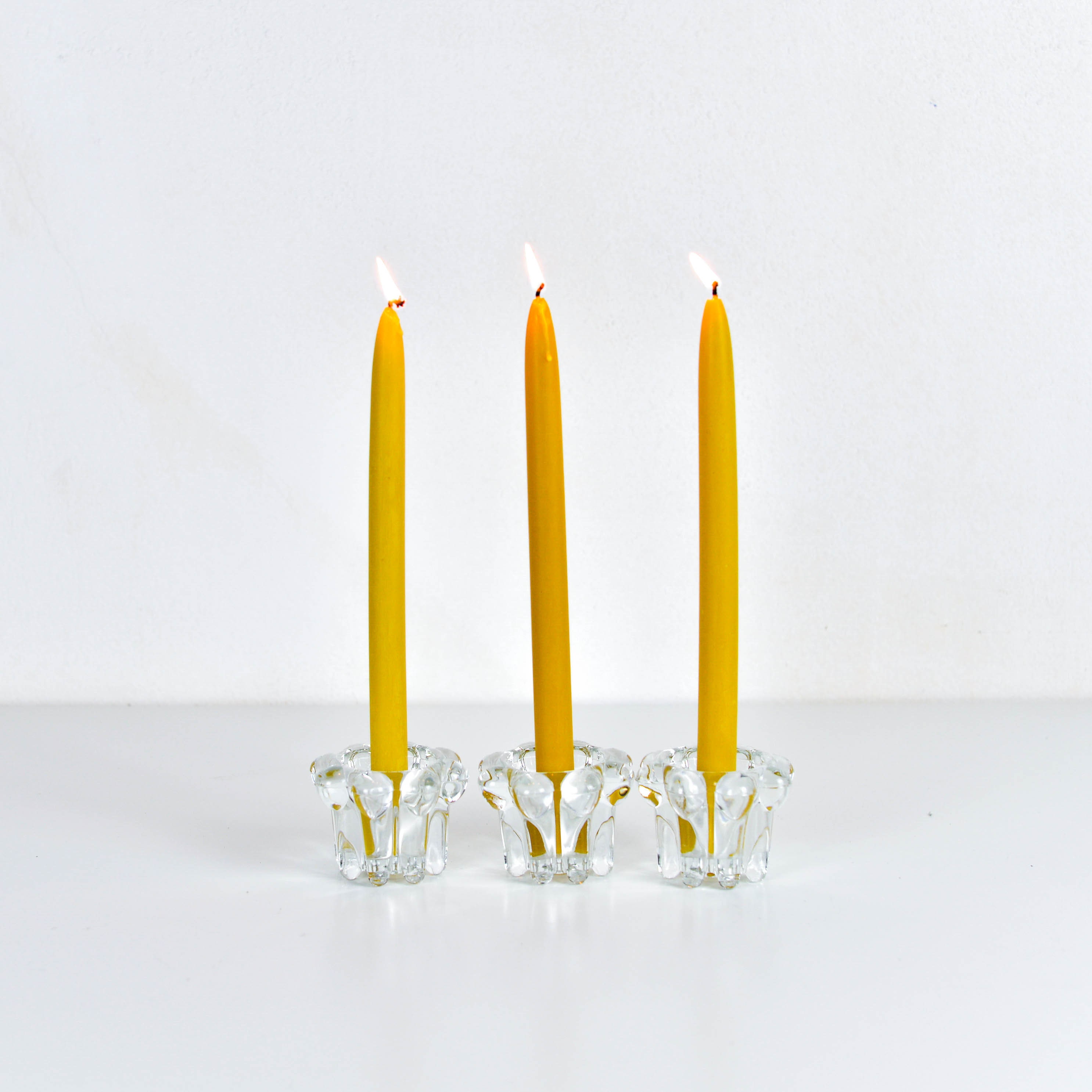 Vintage French MC Glass of Reims Set of 3 Candle / Candlestick Etsy