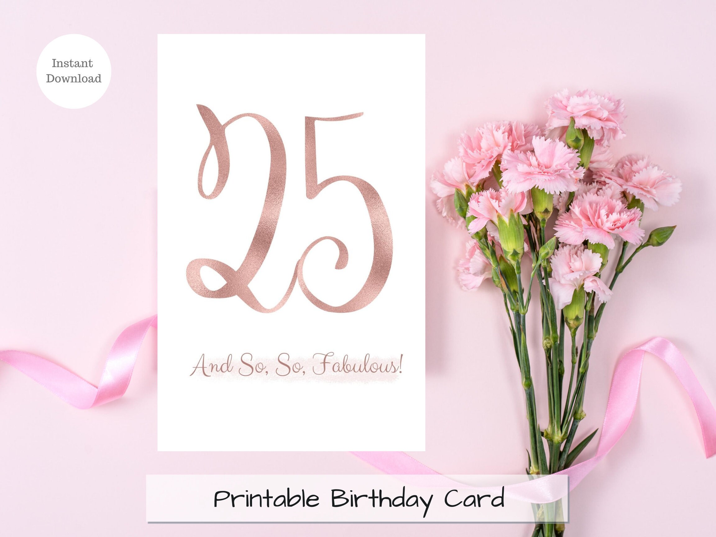 25th Birthday Card for Her Downloadable PDF Printable Happy | Etsy