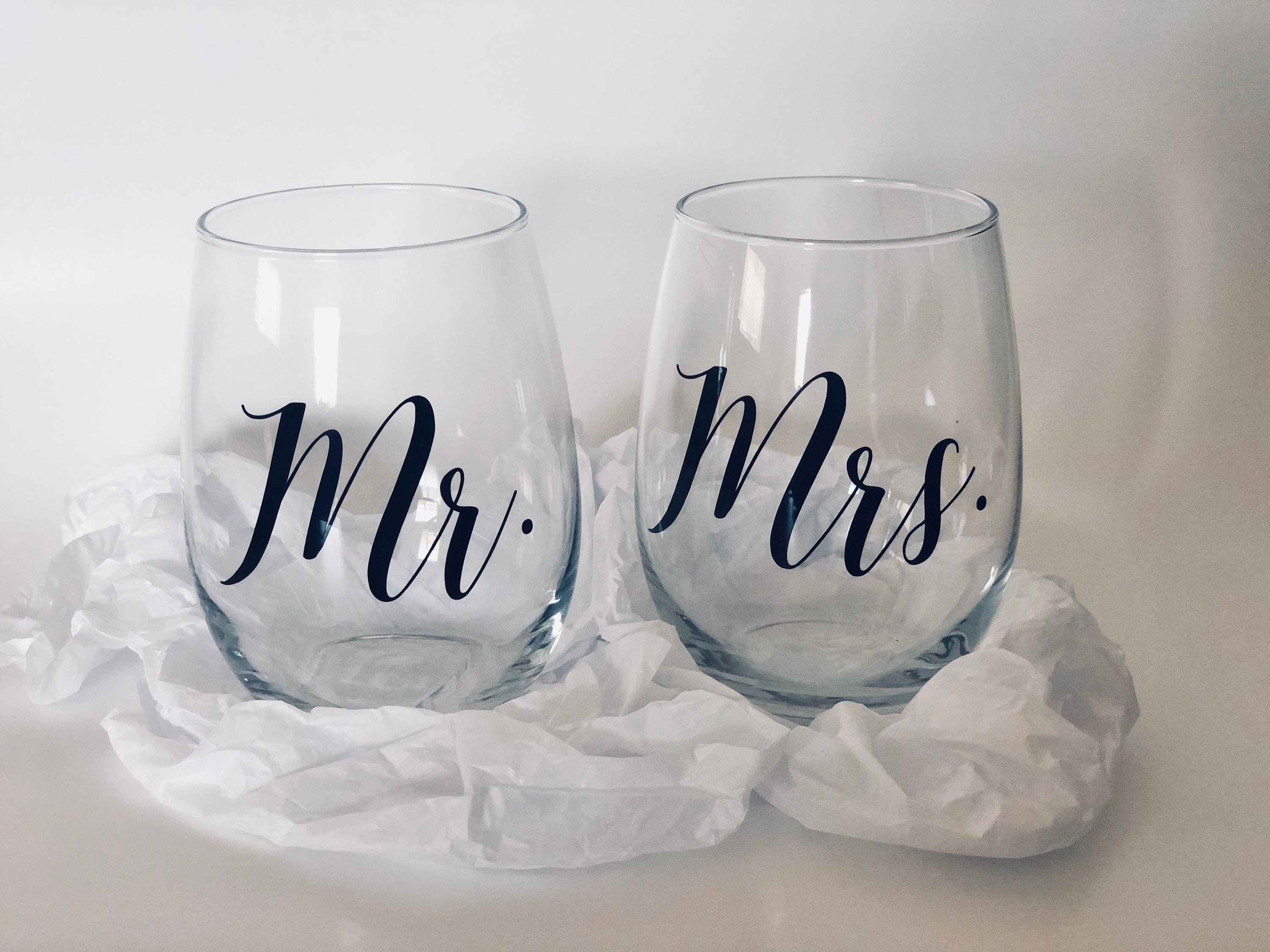 Set of 2 Mr. and Mrs. wine glasses 18.5 oz Etsy