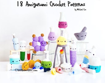 18 Crochet Chemistry Patterns! EBOOK PDF! Amigurumi Crochet Patterns Beginner Easy Simple Basic Yarn Chemistry Science Nerd Geek Book Bundle