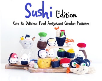 Modèles au crochet pour Sushi Food Bundle ! EBOOK PDF ! Modèles au crochet Amigurumi Débutant Facile Simple Basique Ensemble de riz Nigiri Jouer en peluche Art Toy Toys