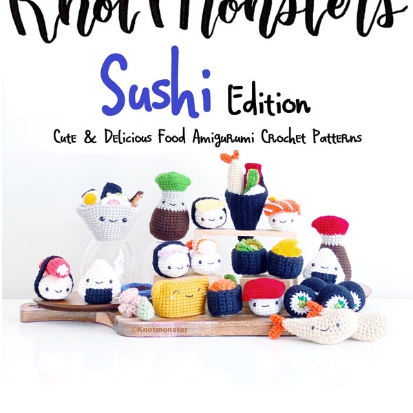 Modèles au crochet pour Sushi Food Bundle ! EBOOK PDF ! Modèles au crochet Amigurumi Débutant Facile Simple Basique Ensemble de riz Nigiri Jouer en peluche Art Toy Toys