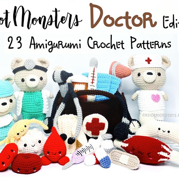 23 Doctor Häkelanleitungen Bundle! EBOOK PDF KnotMonsters Amigurumi How to Beginner Easy Simple Medizinische Krankenschwester Büro Gesundheitswesen Krankenhaus Dr