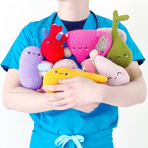 11 Crochet Organs Patterns EBOOK PDF Amigurumi Heart Liver Kidney Brain Lungs Pancreas Intestines Gall Bladder Uterus Stomach Guts Organ image 1